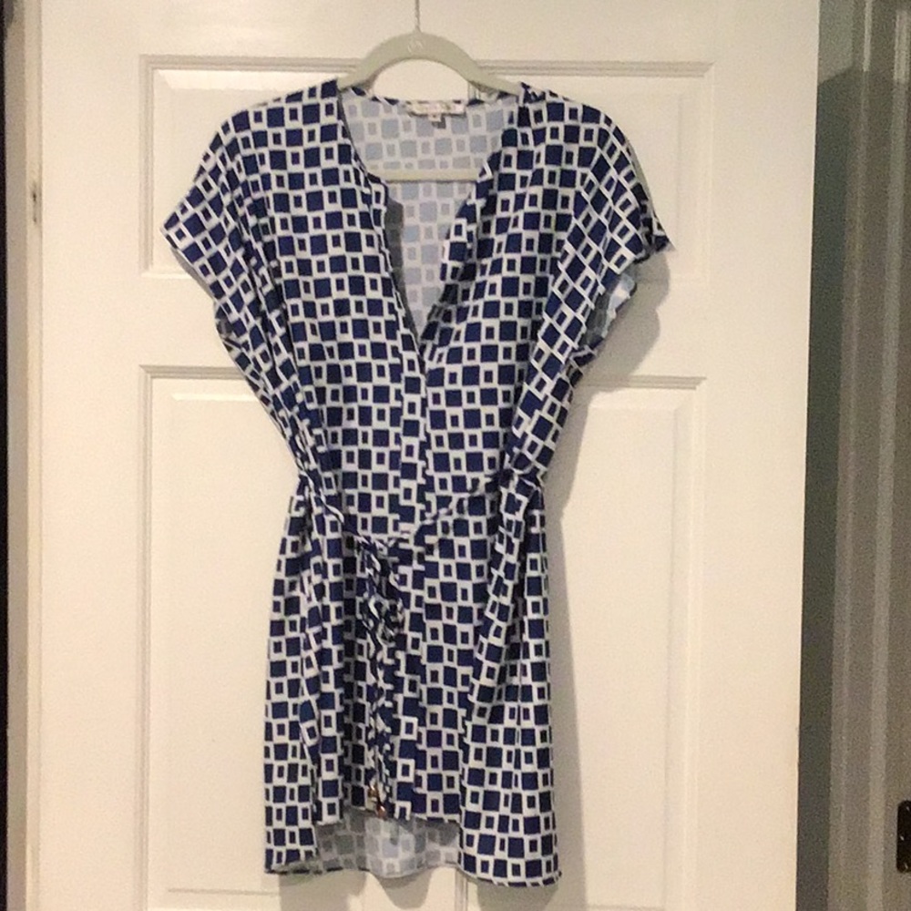 Joy Joy blue and white tunic with self belt